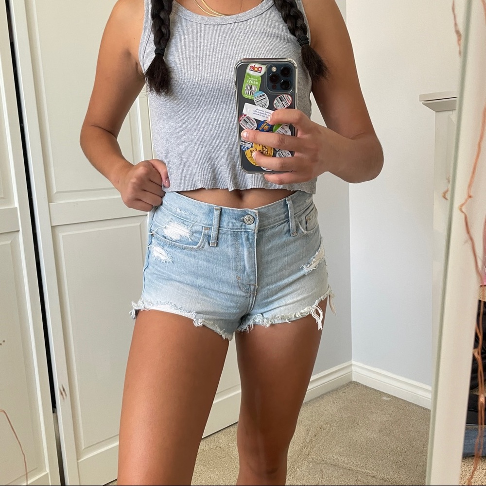 distressed denim shorts